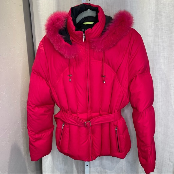 Bernardo Jackets & Blazers - Bernardo Magenta/Lipstick Pink Down Puffer Jacket w/Magenta Fox Trim - L